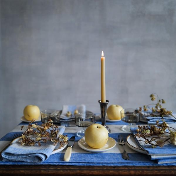 linenme Linen Tablecloth Blue Natural Venice