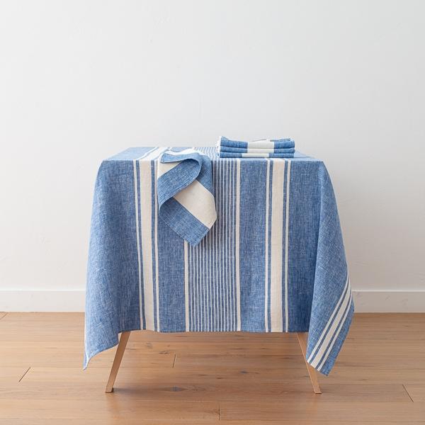 linenme Linen Tablecloth Blue Turino