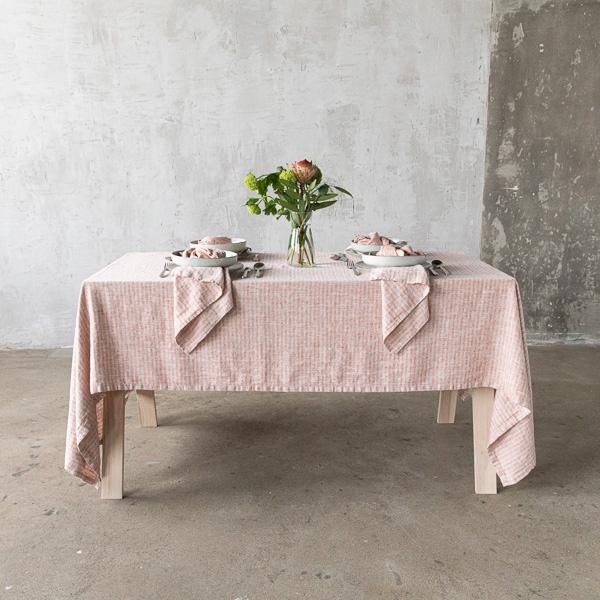 Linenme Linen Tablecloth Brick Natural Brittany