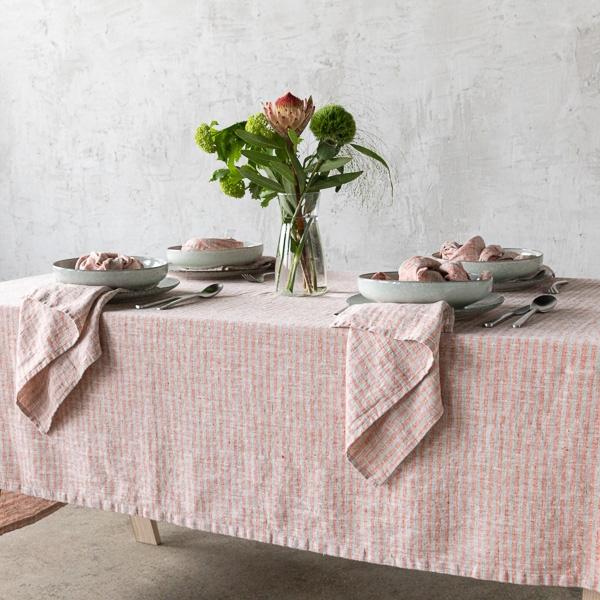 Linenme Linen Tablecloth Brick Natural Brittany
