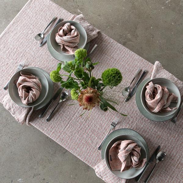 Linenme Linen Tablecloth Brick Natural Brittany