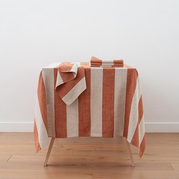 linenme Linen Tablecloth Brick Natural Venice