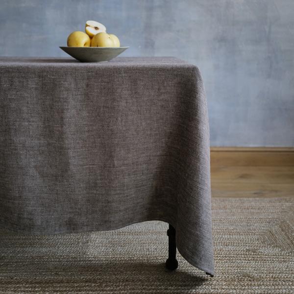 Linenme Linen Tablecloth Choco Natural Chevron