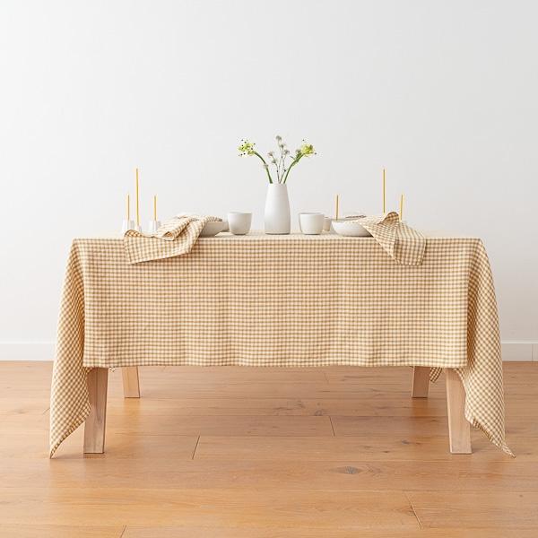 Linenme Linen Tablecloth Gingham Antique Gold