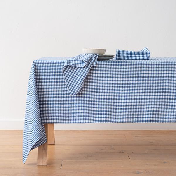 Linenme Linen Tablecloth Gingham Blue