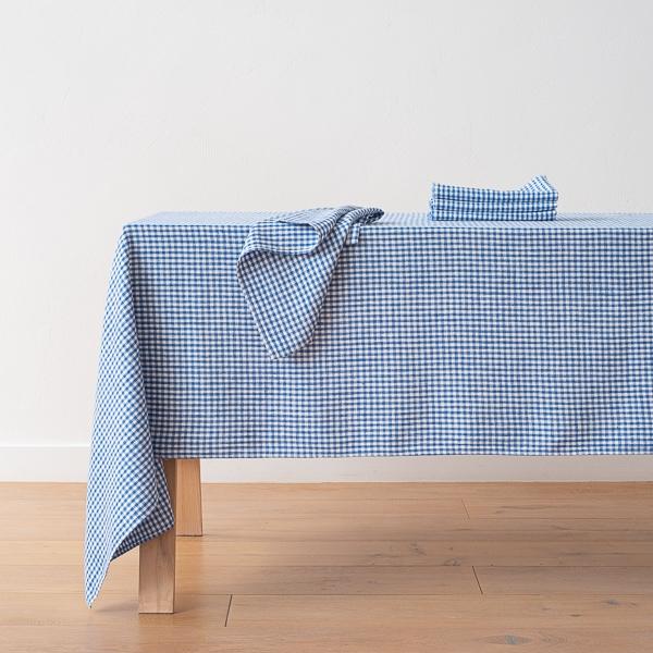 Linenme Linen Tablecloth Gingham Blue