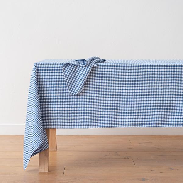 Linenme Linen Tablecloth Gingham Blue