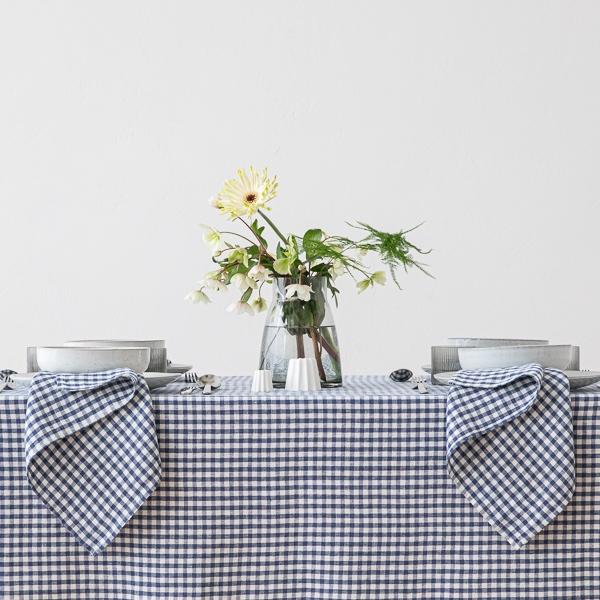 Linenme Linen Tablecloth Gingham Indigo