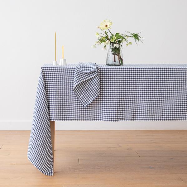 linenme Linen Tablecloth Gingham Indigo