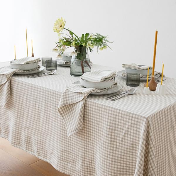 Linenme Linen Tablecloth Gingham Natural