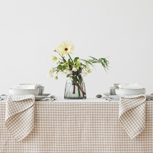 Linenme Linen Tablecloth Gingham Natural