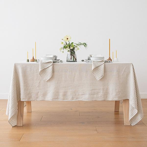 Linenme Linen Tablecloth Gingham Natural