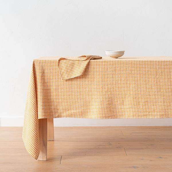Linenme Linen Tablecloth Gold Small Gingham
