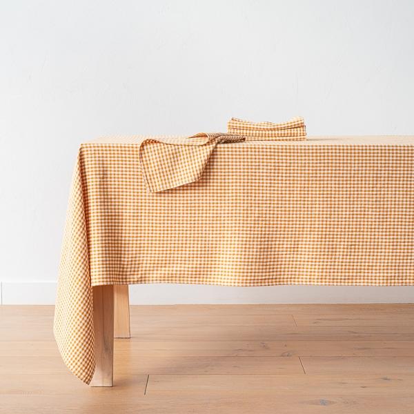 Linenme Linen Tablecloth Gold Small Gingham