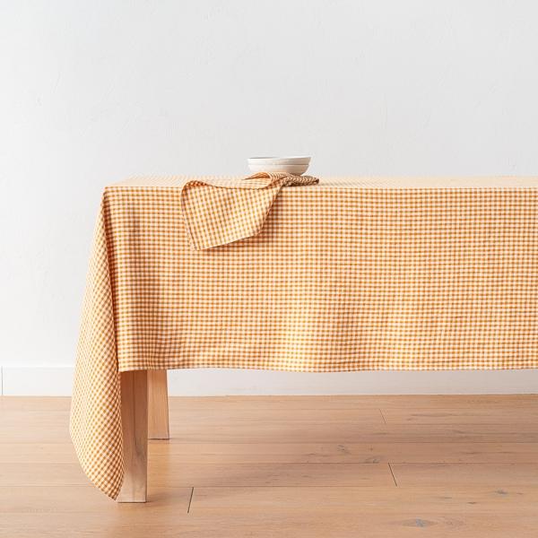 Linenme Linen Tablecloth Gold Small Gingham