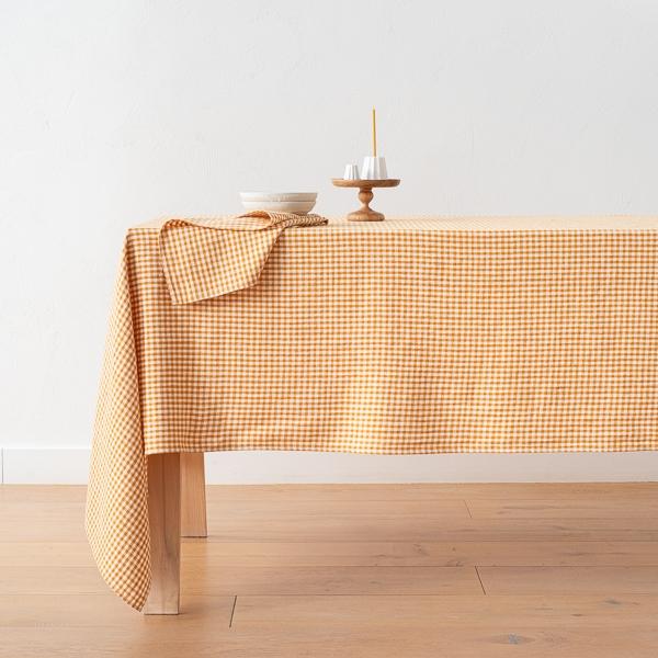linenme Linen Tablecloth Gold Small Gingham