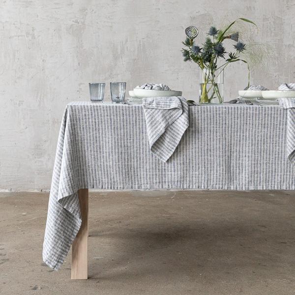Linenme Linen Tablecloth Indigo Natural Brittany