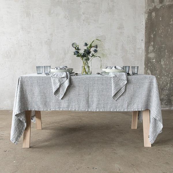 Linenme Linen Tablecloth Indigo Natural Brittany