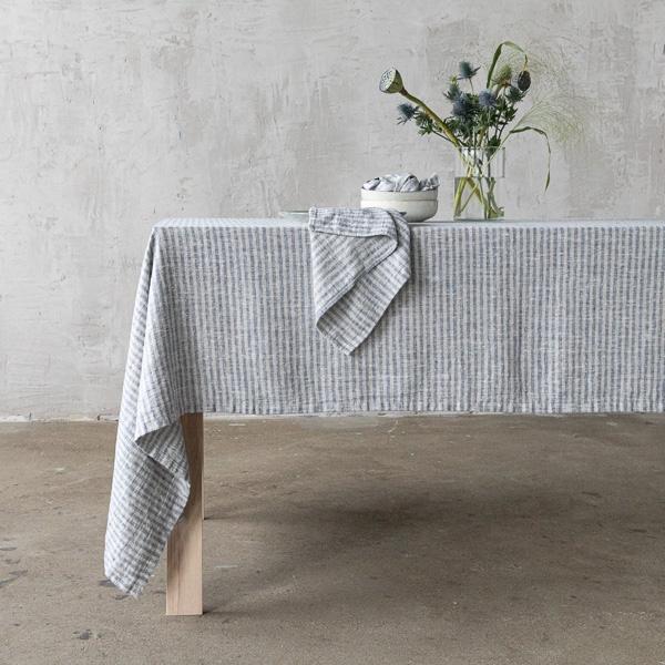linenme Linen Tablecloth Indigo Natural Brittany