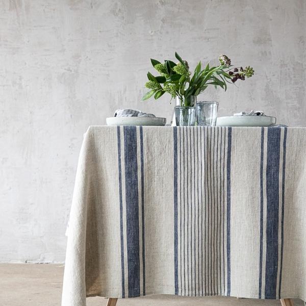Linenme Linen Tablecloth Indigo Natural Provence