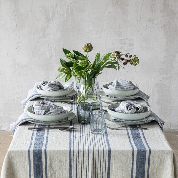 Linenme Linen Tablecloth Indigo Natural Provence