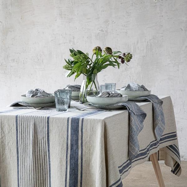 Linenme Linen Tablecloth Indigo Natural Provence