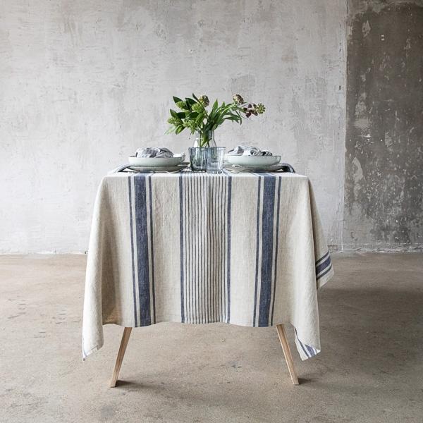Linenme Linen Tablecloth Indigo Natural Provence
