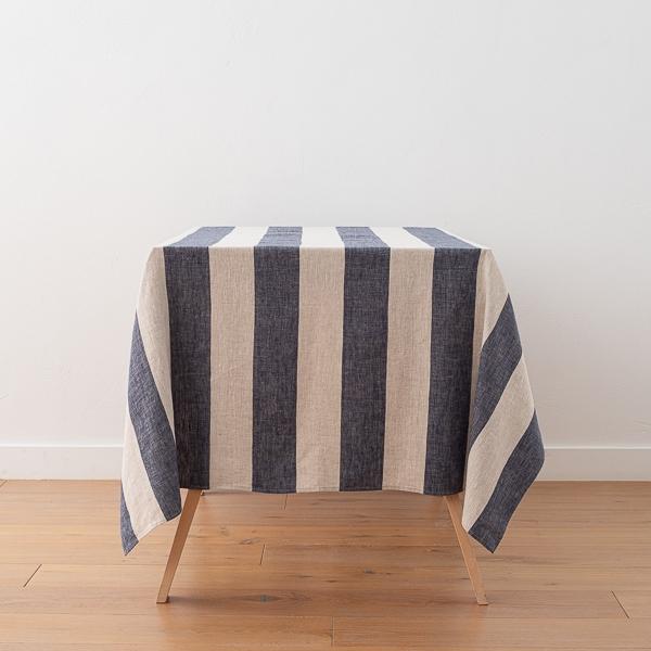 Linenme Linen Tablecloth Indigo Natural Venice
