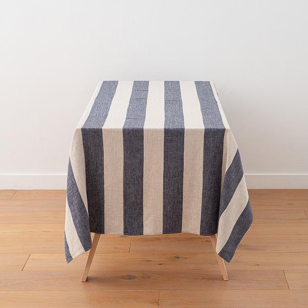 Linenme Linen Tablecloth Indigo Natural Venice