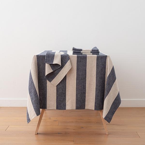 linenme Linen Tablecloth Indigo Natural Venice