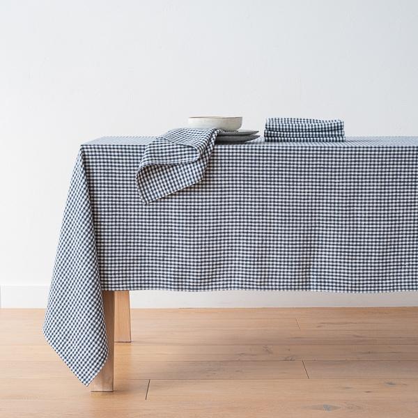 Linenme Linen Tablecloth Indigo Small Gingham