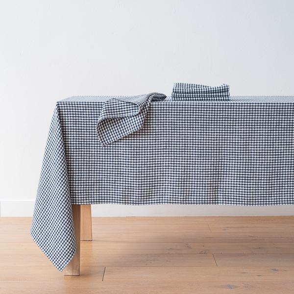 Linenme Linen Tablecloth Indigo Small Gingham