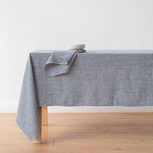 Linenme Linen Tablecloth Indigo Small Gingham