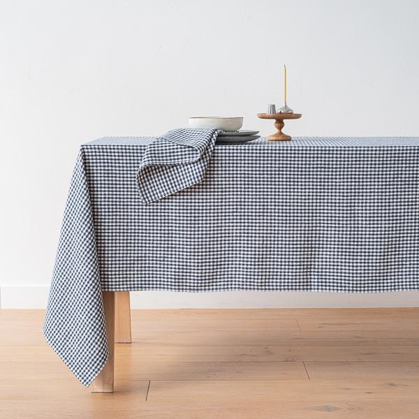 linenme Linen Tablecloth Indigo Small Gingham