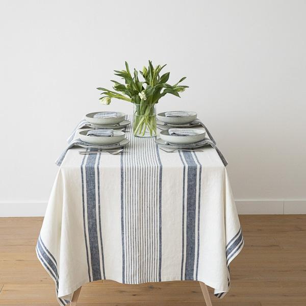 linenme Linen Tablecloth Indigo Tuscany