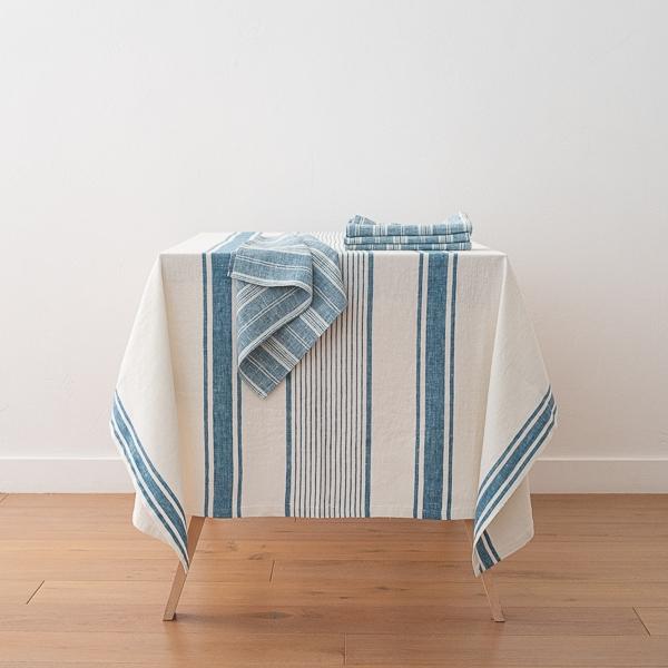 Linenme Linen Tablecloth Marine Blue Tuscany
