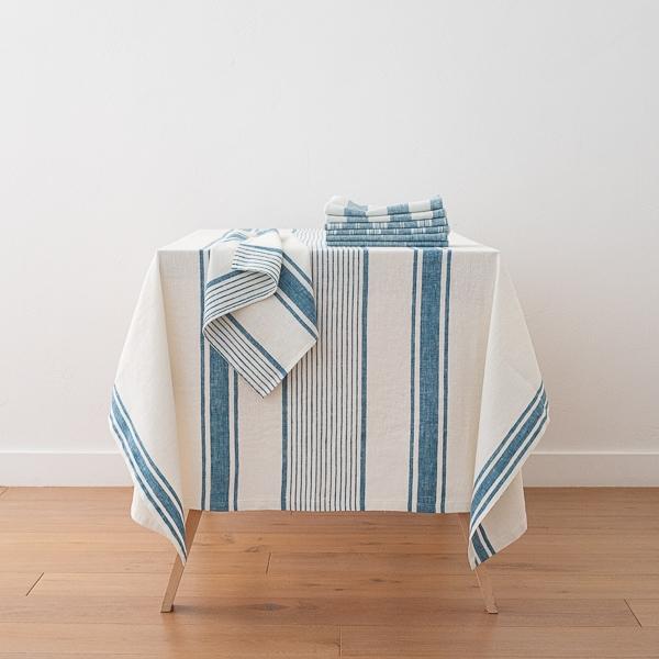 linenme Linen Tablecloth Marine Blue Tuscany