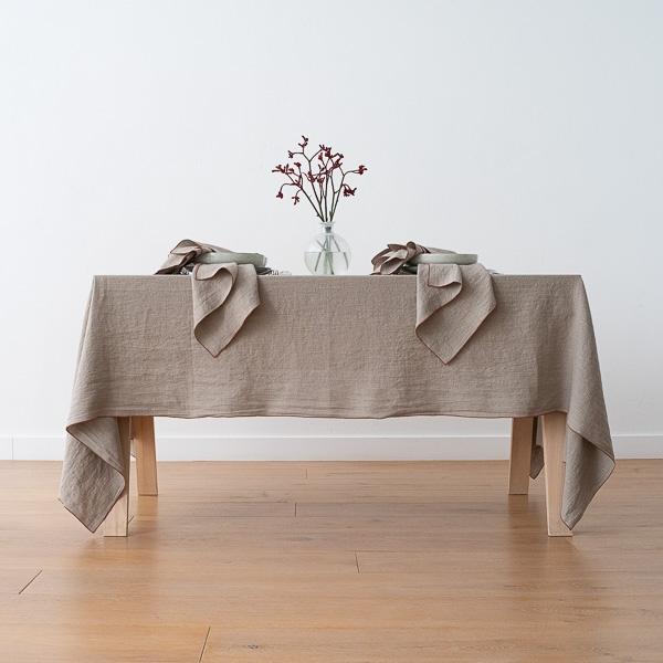 Linenme Linen Tablecloth Natural Brick Venezia