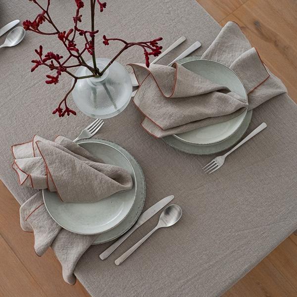 Linenme Linen Tablecloth Natural Brick Venezia