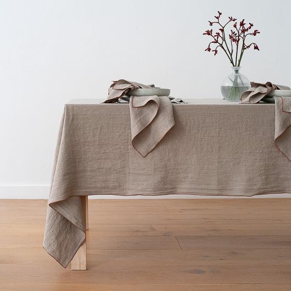 linenme Linen Tablecloth Natural Brick Venezia