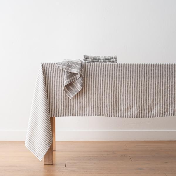 linenme Linen Tablecloth New Graphite Brittany