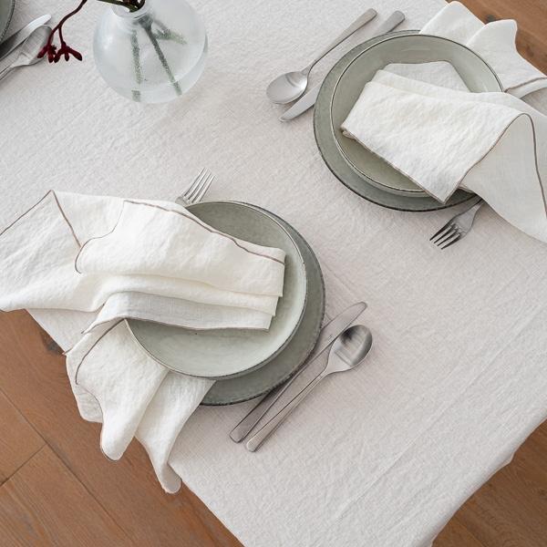 Linenme Linen Tablecloth Off White Natural Venezia