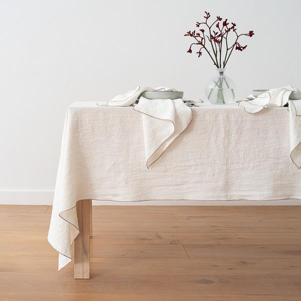linenme Linen Tablecloth Off White Natural Venezia