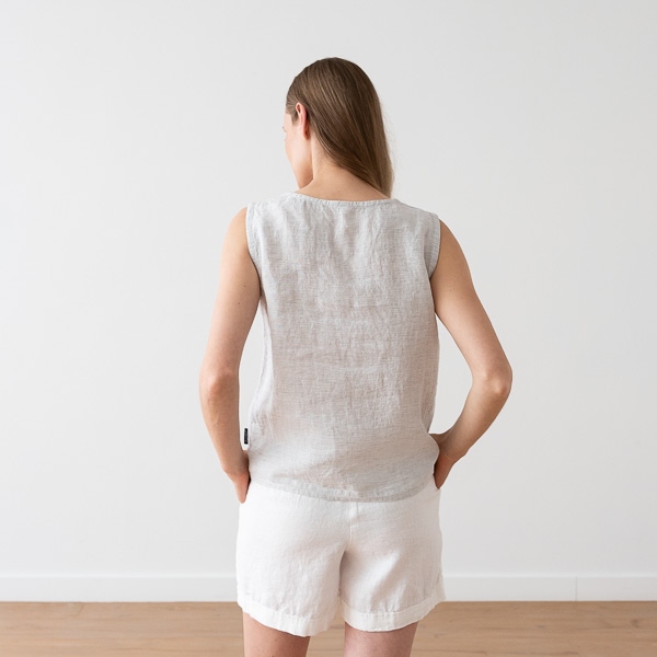 Linenme Linen Tank Top Silver Pinstripe Alice
