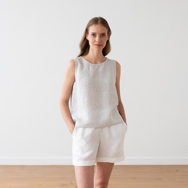 linenme Linen Tank Top Silver Pinstripe Alice