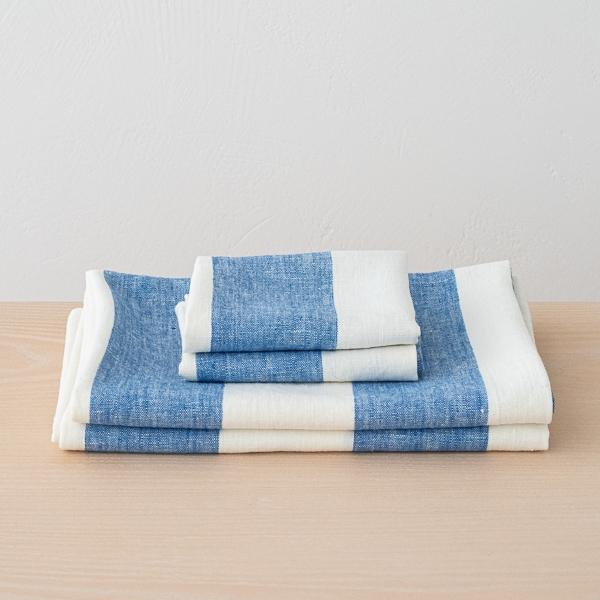 Linenme Linen Towel Set Blue Napa