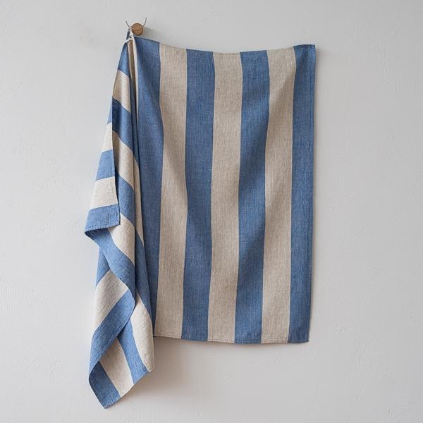 Linenme Linen Towel Set Blue Natural Venice