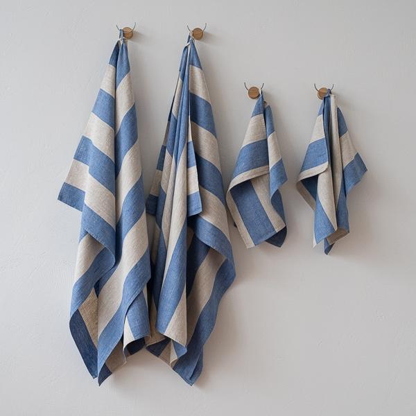 linenme Linen Towel Set Blue Natural Venice