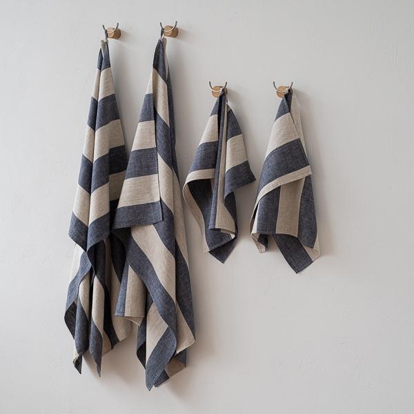 Linenme Linen Towel Set Indigo Natural Venice