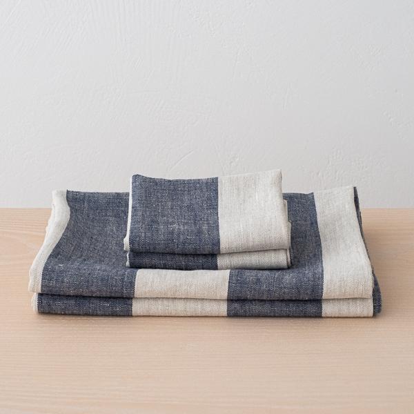 Linenme Linen Towel Set Indigo Natural Venice
